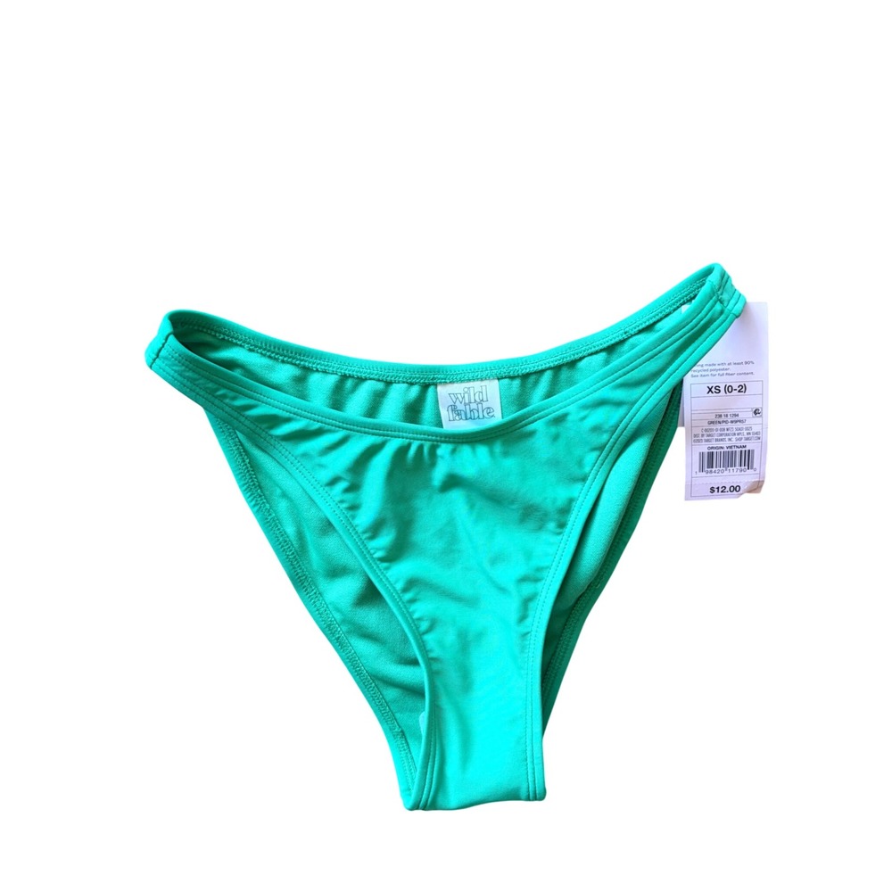 Wild Fable Green Low Rise High Leg Cheeky Swim Bikini Bottoms XS NEW NWT